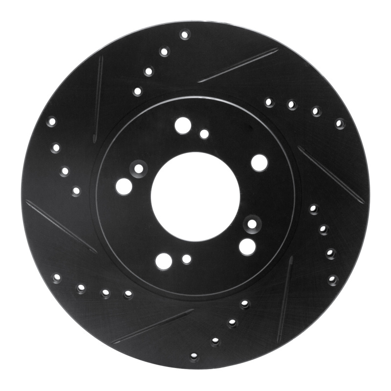 Acura RL Brake Rotor (1) - Front Left - R1 Concepts - Drilled & Slotted - Black - `91-`01